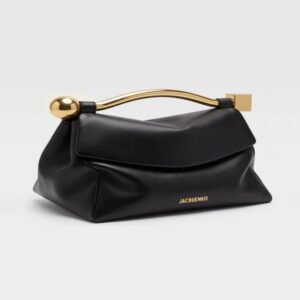 Black Leather Sculpture Top Handle Bag 31% off