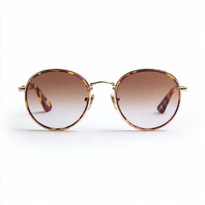 Gold Round Frame Sunglasses - Brown Gradient 37% off